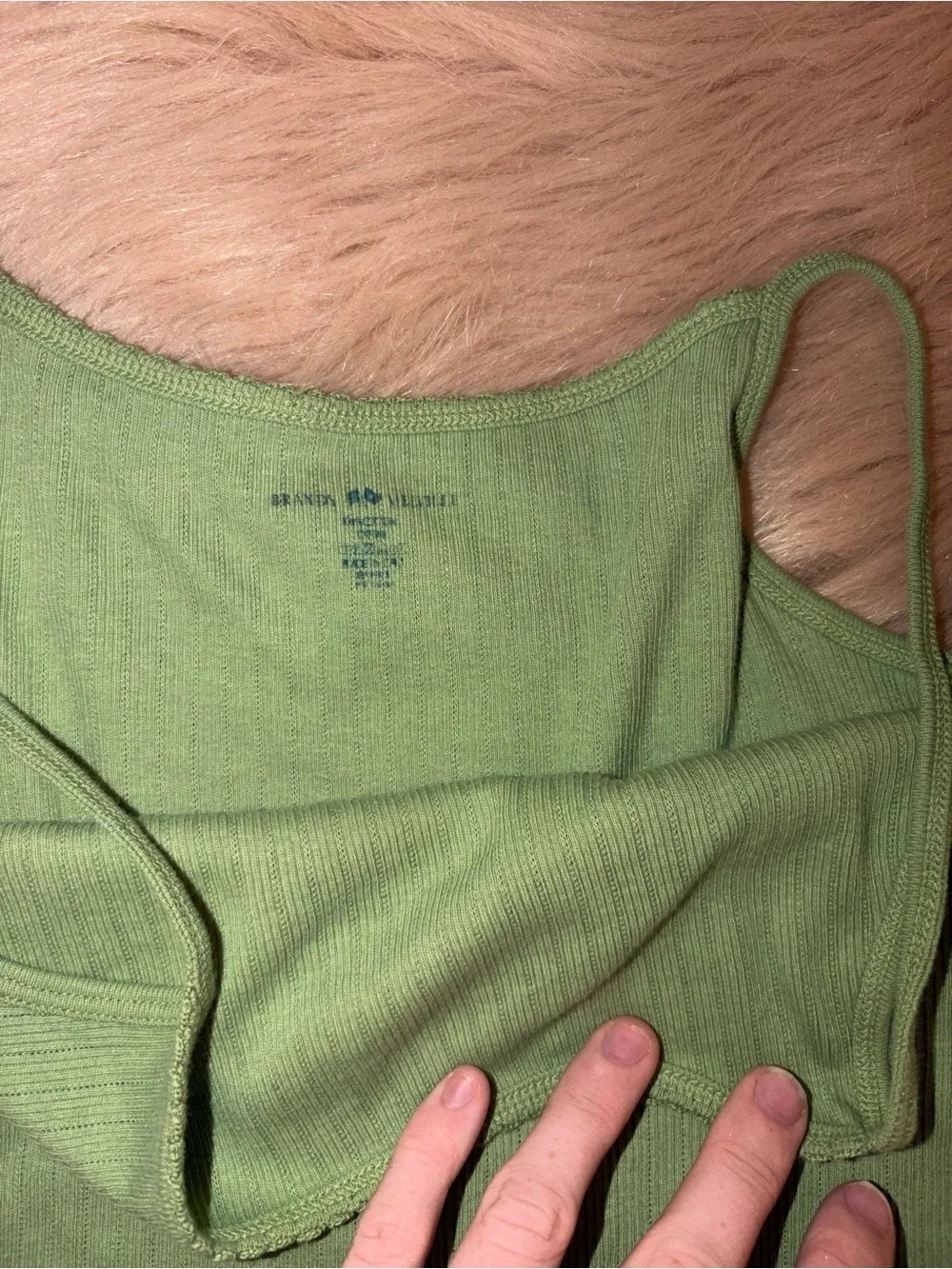 American Eagle Outfitters Olive Green Ribbed Spaghetti Strap Cami